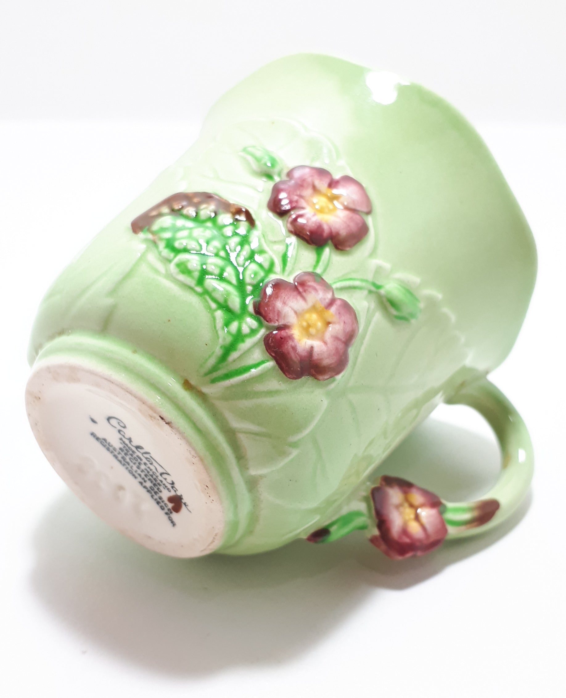 1940’s Carlton Ware “Primula” Porcelain Embossed Tea Cup- Green