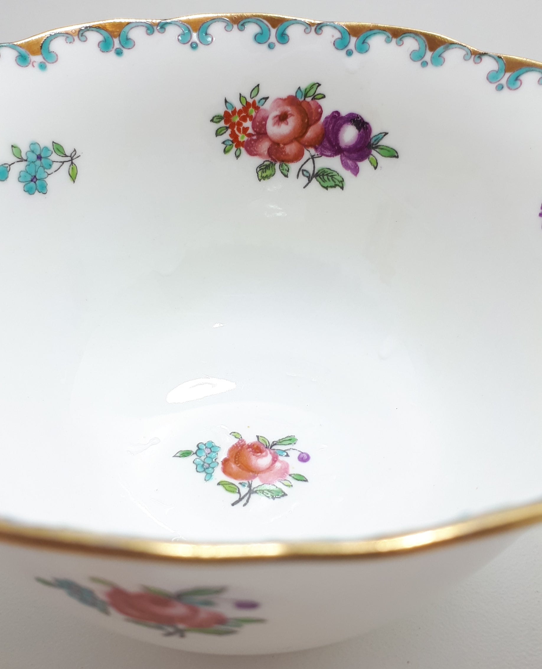 1907 Antique Tuscan Fine Porcelain Large Open Sugar Bowl (R.H.&S.L. Plant)