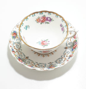 Improvised Tuscan Bone China Tea Duo – 1907 Antique Tuscan Tea Cup & 1940’s Tuscan “Orleans” Saucer