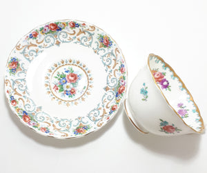 Improvised Tuscan Bone China Tea Duo – 1907 Antique Tuscan Tea Cup & 1940’s Tuscan “Orleans” Saucer