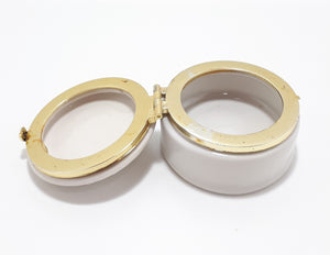Heavily Glazed Porcelain Ring Box With Gold Collar & Hinged Lid