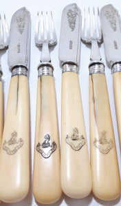 6 Place Setting Antique (1847-mid 20th c.) Harrison Brothers & Howson Silver Plated Fish Cutlery