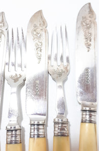 6 Place Setting Antique (1847-mid 20th c.) Harrison Brothers & Howson Silver Plated Fish Cutlery