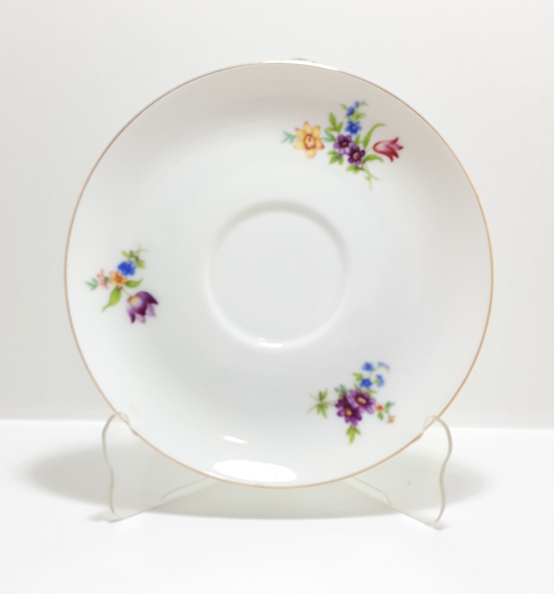 1950’s Arzberg German Fine Porcelain Saucer With Floral Pattern By Heinrich Loffelhardt