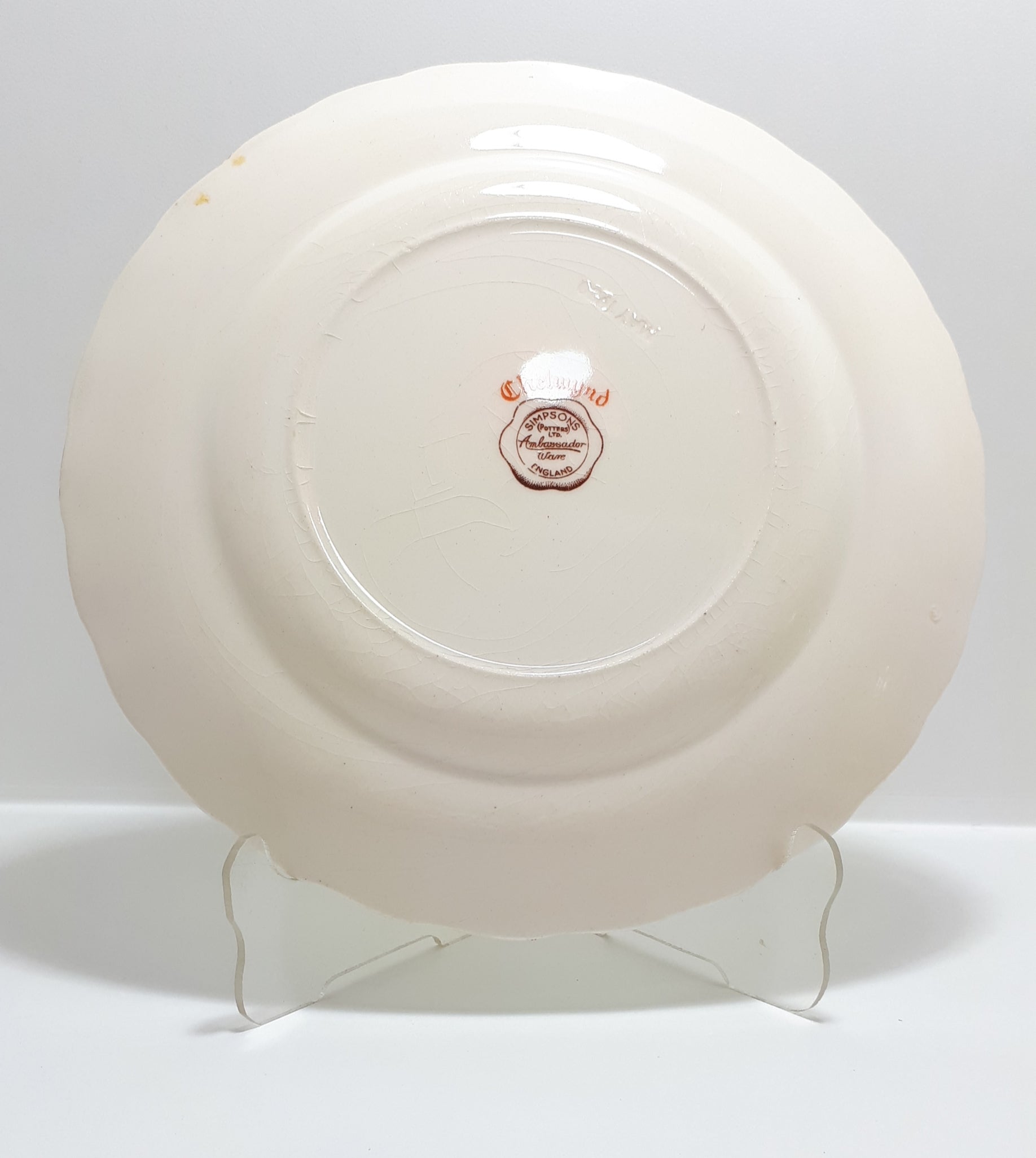1940's Porcelain Simpsons Potters Ltd. Ambassador Ware Tea Trio - Chetwynd Pattern