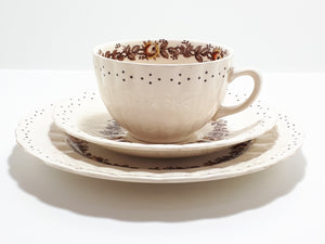 1940's Porcelain Simpsons Potters Ltd. Ambassador Ware Tea Trio - Chetwynd Pattern