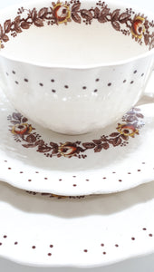 1940's Porcelain Simpsons Potters Ltd. Ambassador Ware Tea Trio - Chetwynd Pattern
