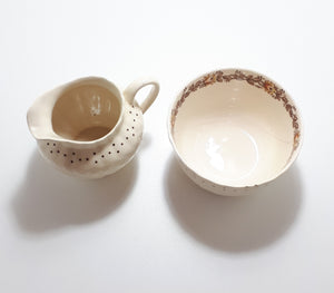 1940's Porcelain Simpsons Potters Ltd. Ambassador Ware Creamer & Open Sugar Bowl - Chetwynd Pattern