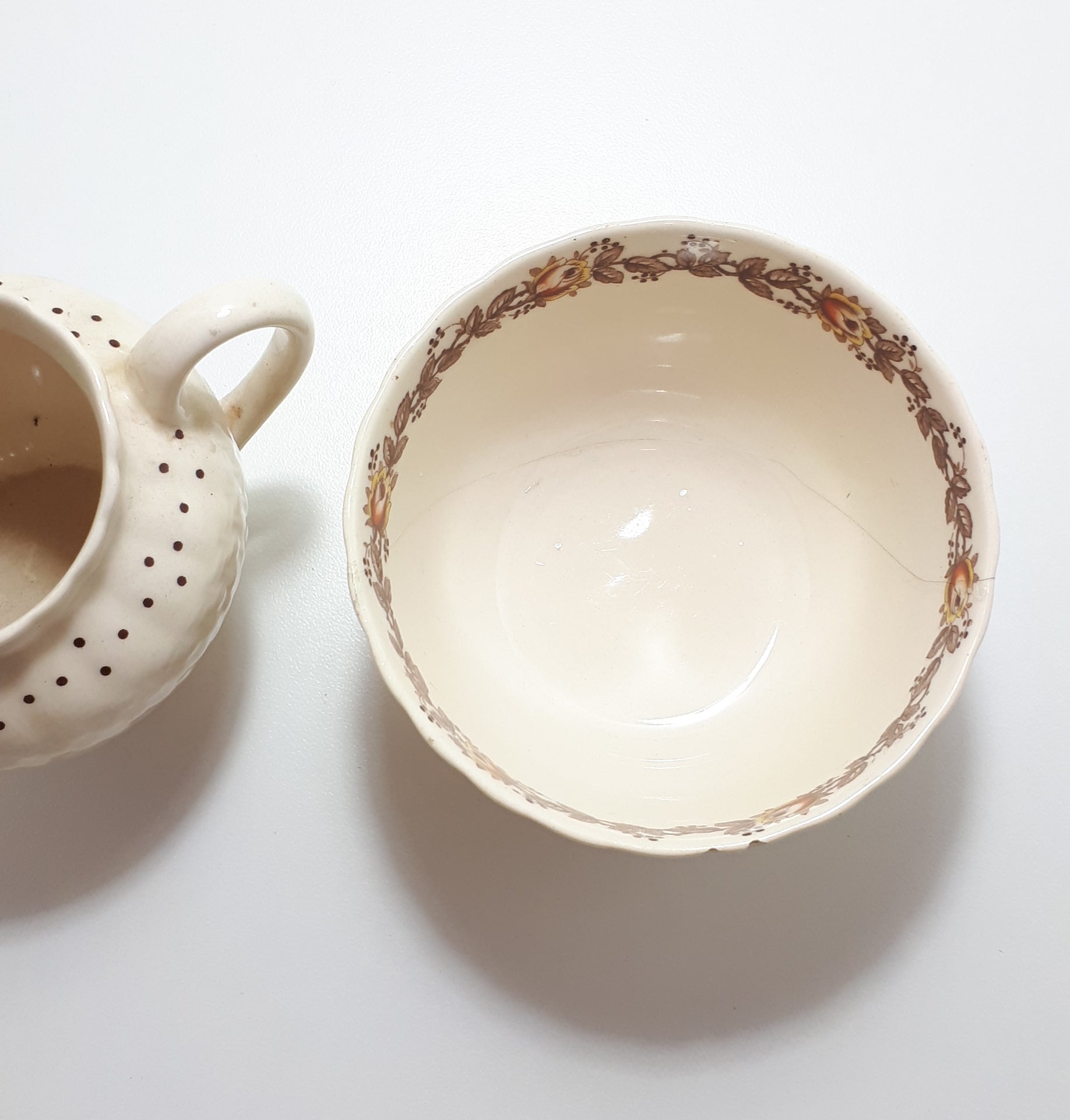 1940's Porcelain Simpsons Potters Ltd. Ambassador Ware Creamer & Open Sugar Bowl - Chetwynd Pattern