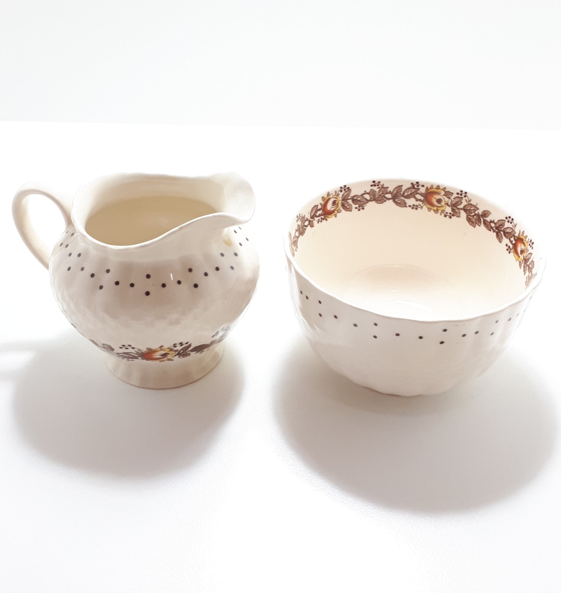1940's Porcelain Simpsons Potters Ltd. Ambassador Ware Creamer & Open Sugar Bowl - Chetwynd Pattern