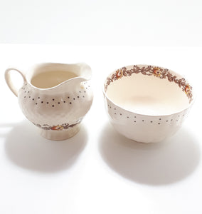 1940's Porcelain Simpsons Potters Ltd. Ambassador Ware Creamer & Open Sugar Bowl - Chetwynd Pattern
