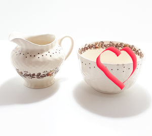 1940's Porcelain Simpsons Potters Ltd. Ambassador Ware Creamer & Open Sugar Bowl - Chetwynd Pattern