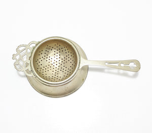 1930’s-1940’s Regis Plate (William Suckling, Birmingham) Silver Plated Tea Strainer With Drip Tray / Stand