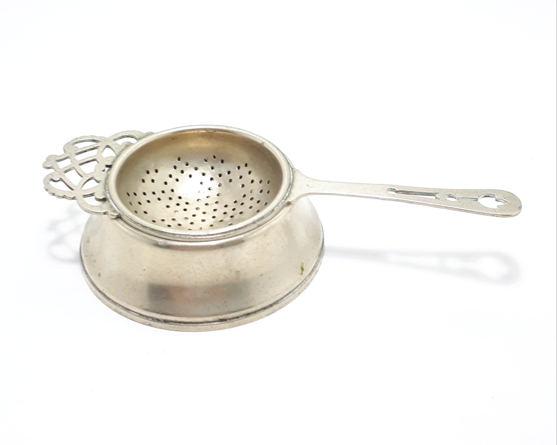 1930’s-1940’s Regis Plate (William Suckling, Birmingham) Silver Plated Tea Strainer With Drip Tray / Stand