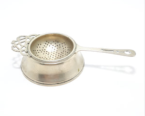 1930’s-1940’s Regis Plate (William Suckling, Birmingham) Silver Plated Tea Strainer With Drip Tray / Stand