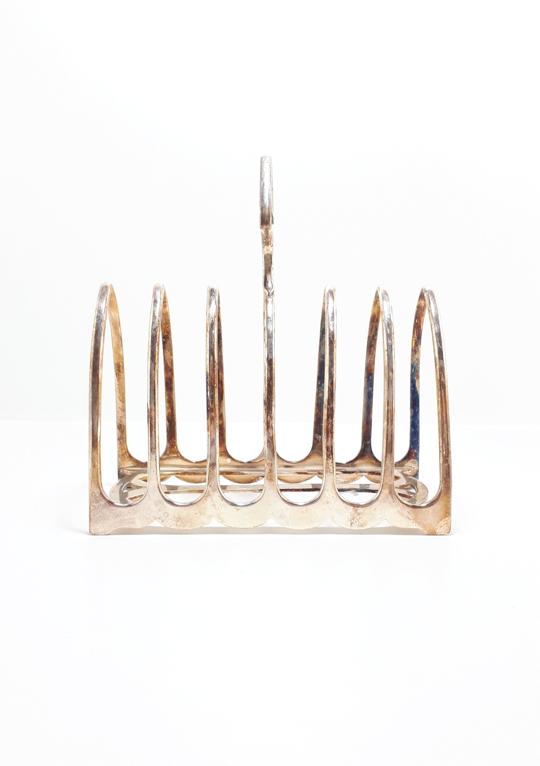 Antique 1893 – 1902 William Hutton & Sons, Birmingham Silver Plated 6-Slice Toast Rack – Gothic Arched Bars in Art Deco Style