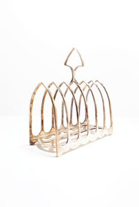Antique 1893 – 1902 William Hutton & Sons, Birmingham Silver Plated 6-Slice Toast Rack – Gothic Arched Bars in Art Deco Style