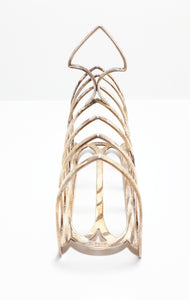 Antique 1893 – 1902 William Hutton & Sons, Birmingham Silver Plated 6-Slice Toast Rack – Gothic Arched Bars in Art Deco Style