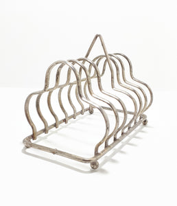 Silver Plated 6-Slice Toast Rack – Quatrefoil Design With Triangular Handle