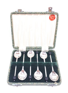 1940’s Set of Silver Plated Yeoman Plate Coffee Spoons in Original Case