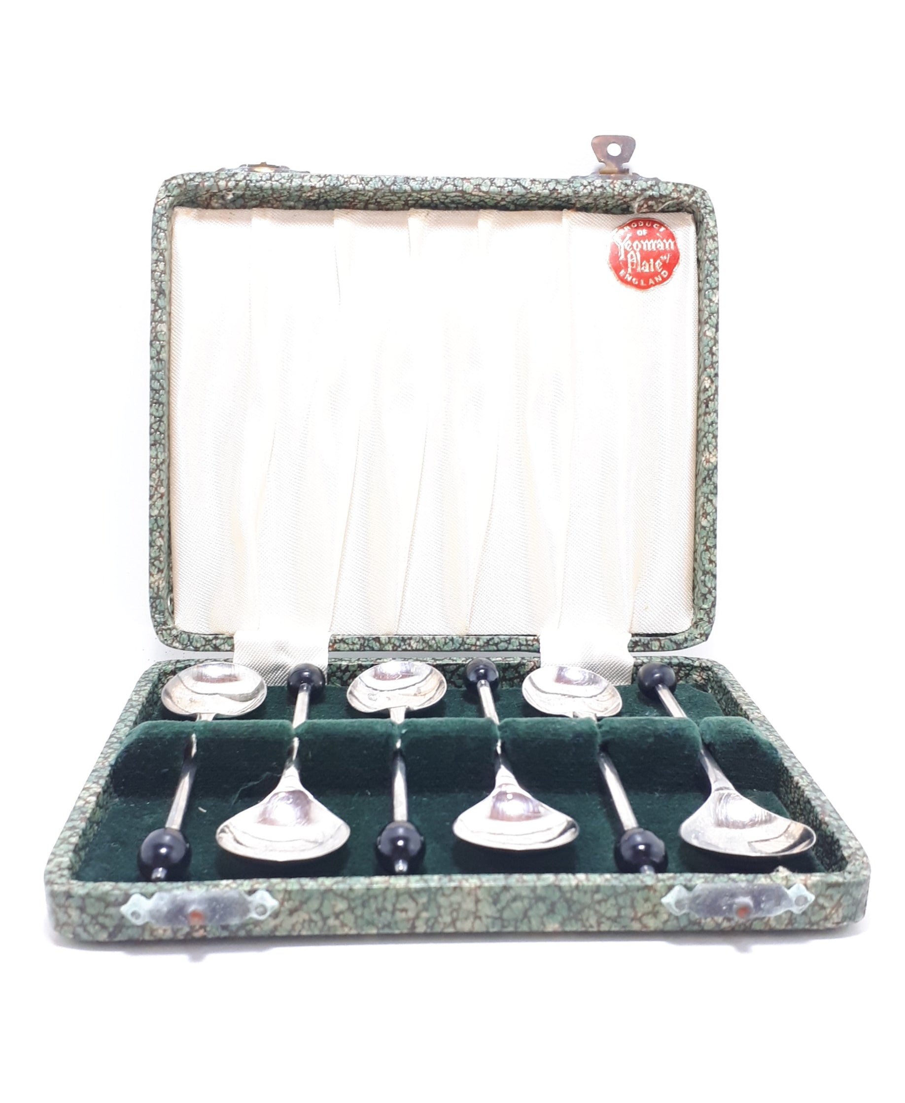 1940’s Set of Silver Plated Yeoman Plate Coffee Spoons in Original Case