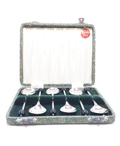 1940’s Set of Silver Plated Yeoman Plate Coffee Spoons in Original Case