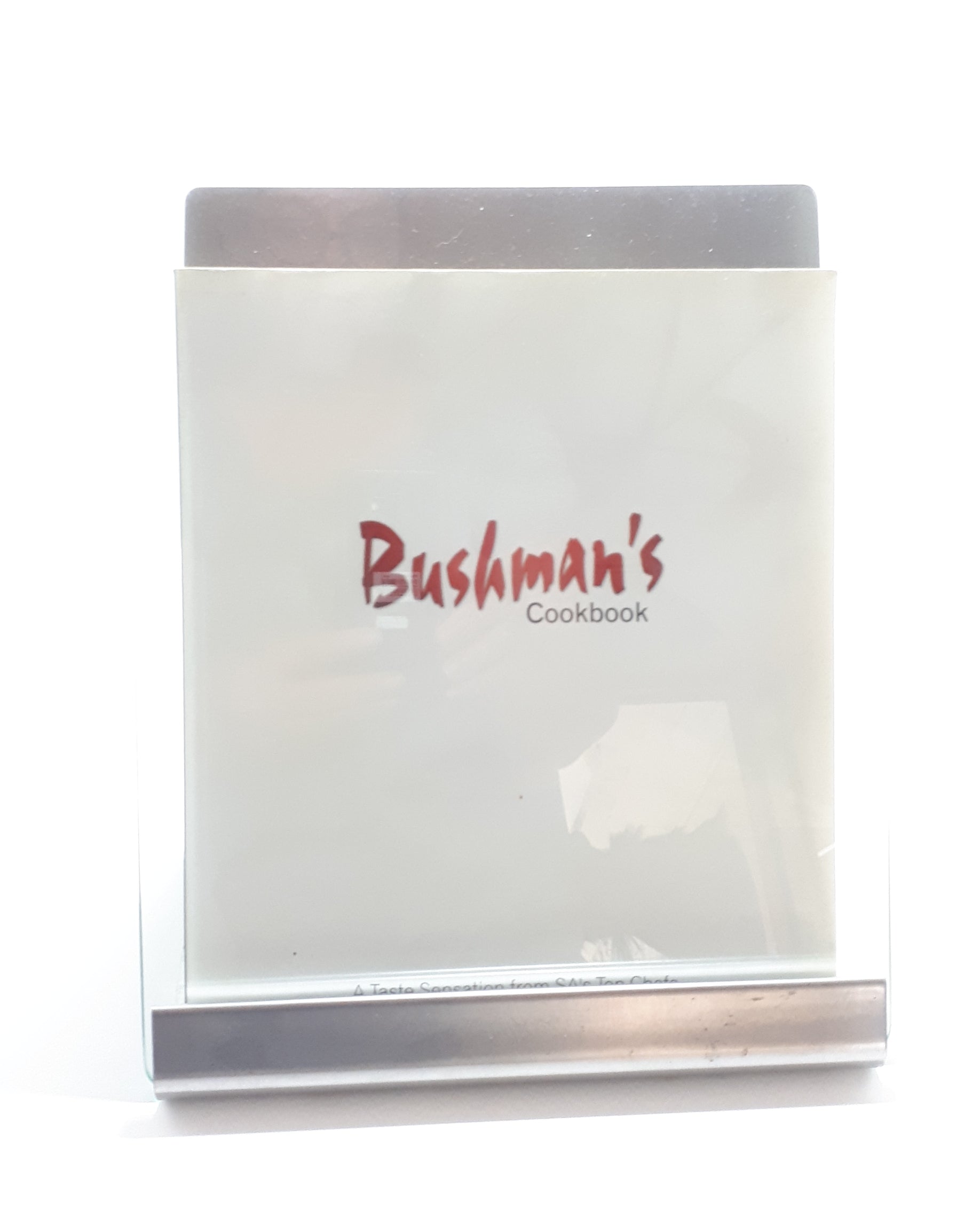 Stainless Steel Cookbook Stand / Podium With Loose Protective Glass Cover For Protection