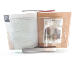 Stainless Steel Cookbook Stand / Podium With Loose Protective Glass Cover For Protection