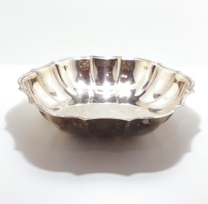 Fairly Large Silver Plated Centrepiece Display Bowl With Serpentine Rim & Fluted Sides