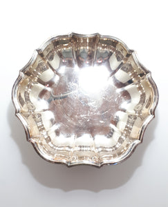 Fairly Large Silver Plated Centrepiece Display Bowl With Serpentine Rim & Fluted Sides