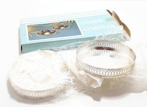 Boxed Set Of Two Delicate Silver Plated Candy Coasters – Original Box & Wrapping