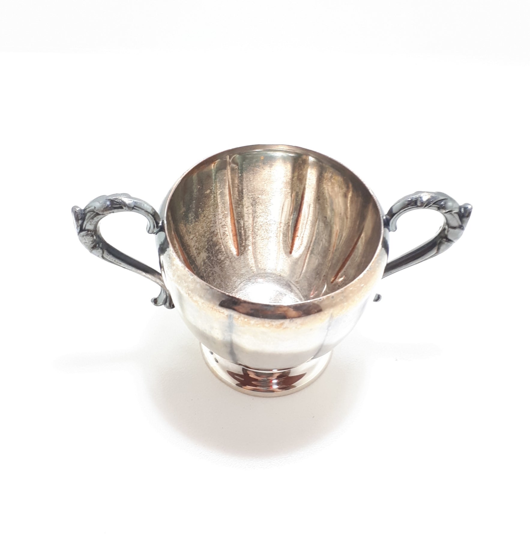 Canadian Essay Silver Plated Open Sugar Bowl With Double Victorian Handles – EP On Copper, Lead Mounts