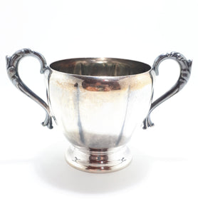 Canadian Essay Silver Plated Open Sugar Bowl With Double Victorian Handles – EP On Copper, Lead Mounts