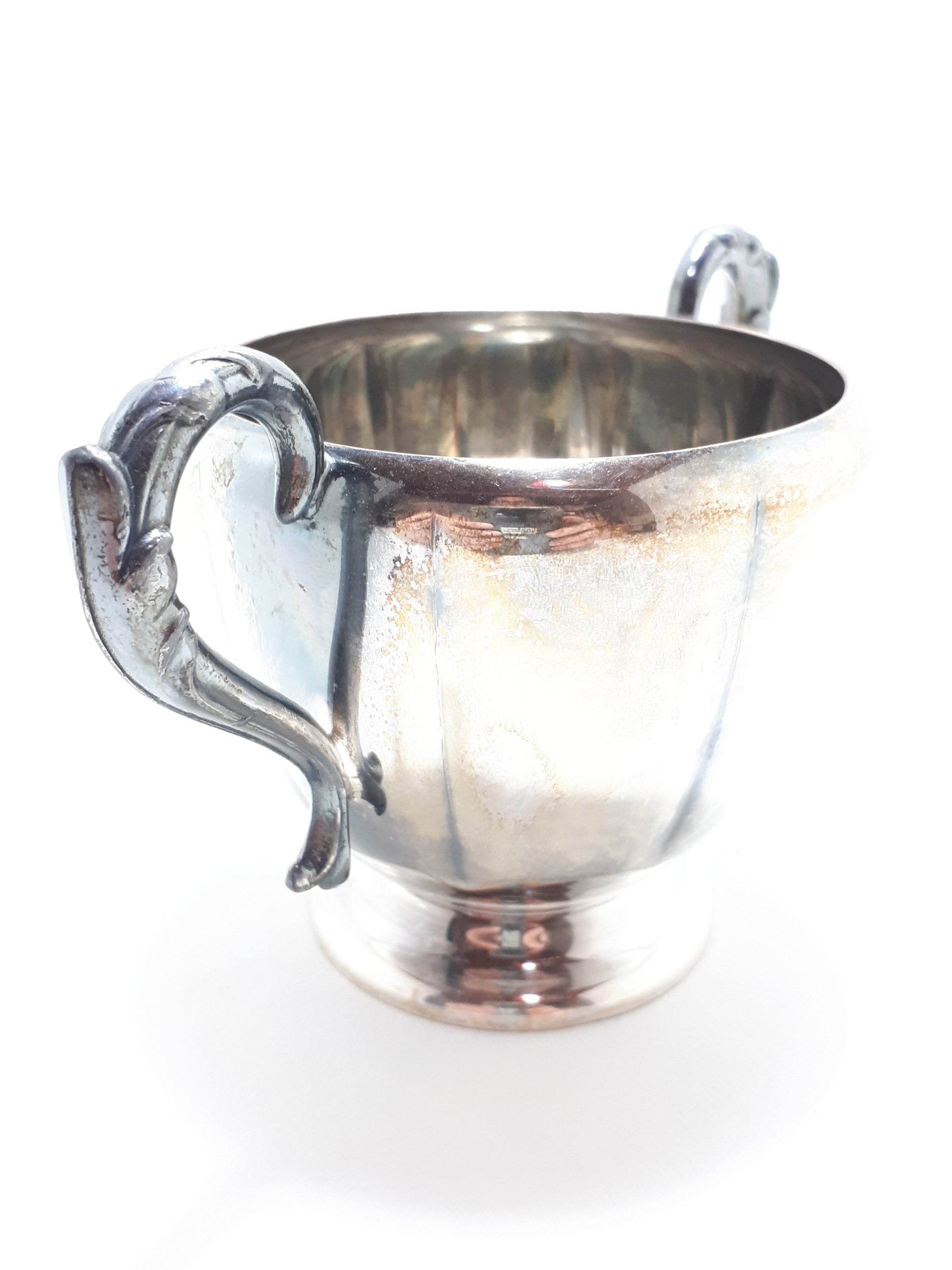 Canadian Essay Silver Plated Open Sugar Bowl With Double Victorian Handles – EP On Copper, Lead Mounts