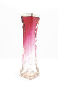 One Of A Kind Cerise & Clear Glass Art Nouveau Bud Vase With Silver Plated Rim