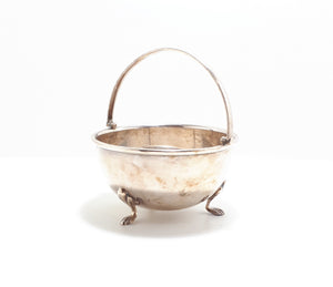 Angora Silver Plate Co. Plated Open Sugar Bowl With Paw Feet & Swing Handle