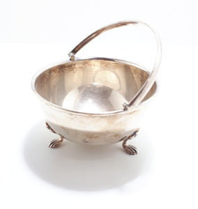 Angora Silver Plate Co. Plated Open Sugar Bowl With Paw Feet & Swing Handle
