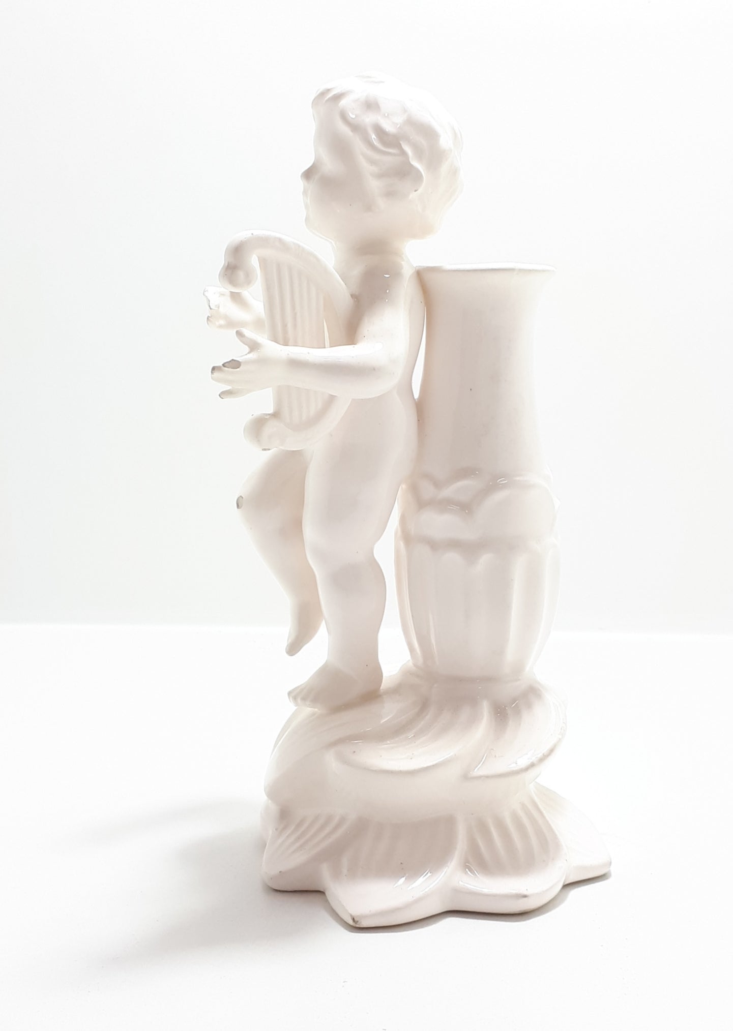 White Porcelain Glazed Fine Porcelain Cherub Bud Vase