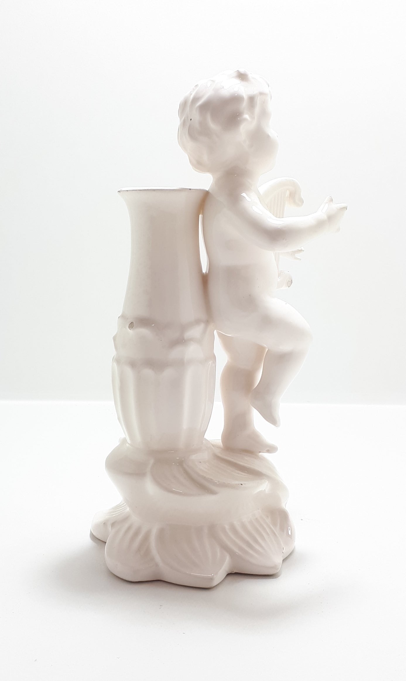 White Porcelain Glazed Fine Porcelain Cherub Bud Vase