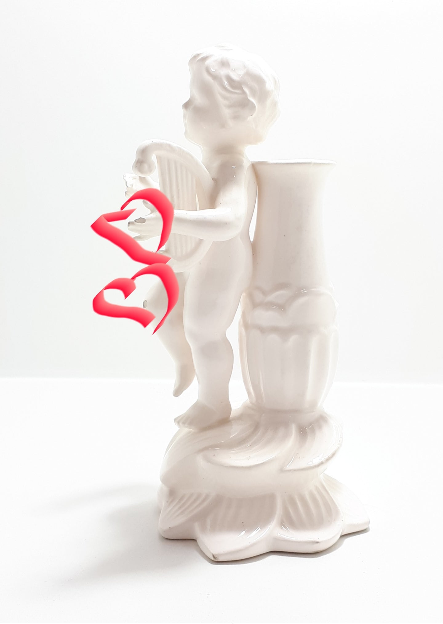 White Porcelain Glazed Fine Porcelain Cherub Bud Vase