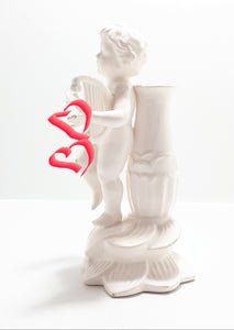 White Porcelain Glazed Fine Porcelain Cherub Bud Vase