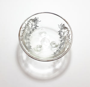 Three Footed Glass Bowl (Possibly 1920’s) With Silver Inlay and Rim