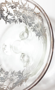 Three Footed Glass Bowl (Possibly 1920’s) With Silver Inlay and Rim