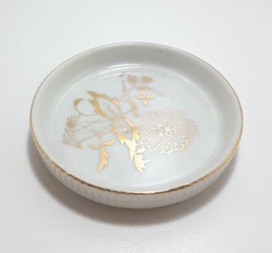 Small Fine Porcelain Trinket Dish With Gold Inlay