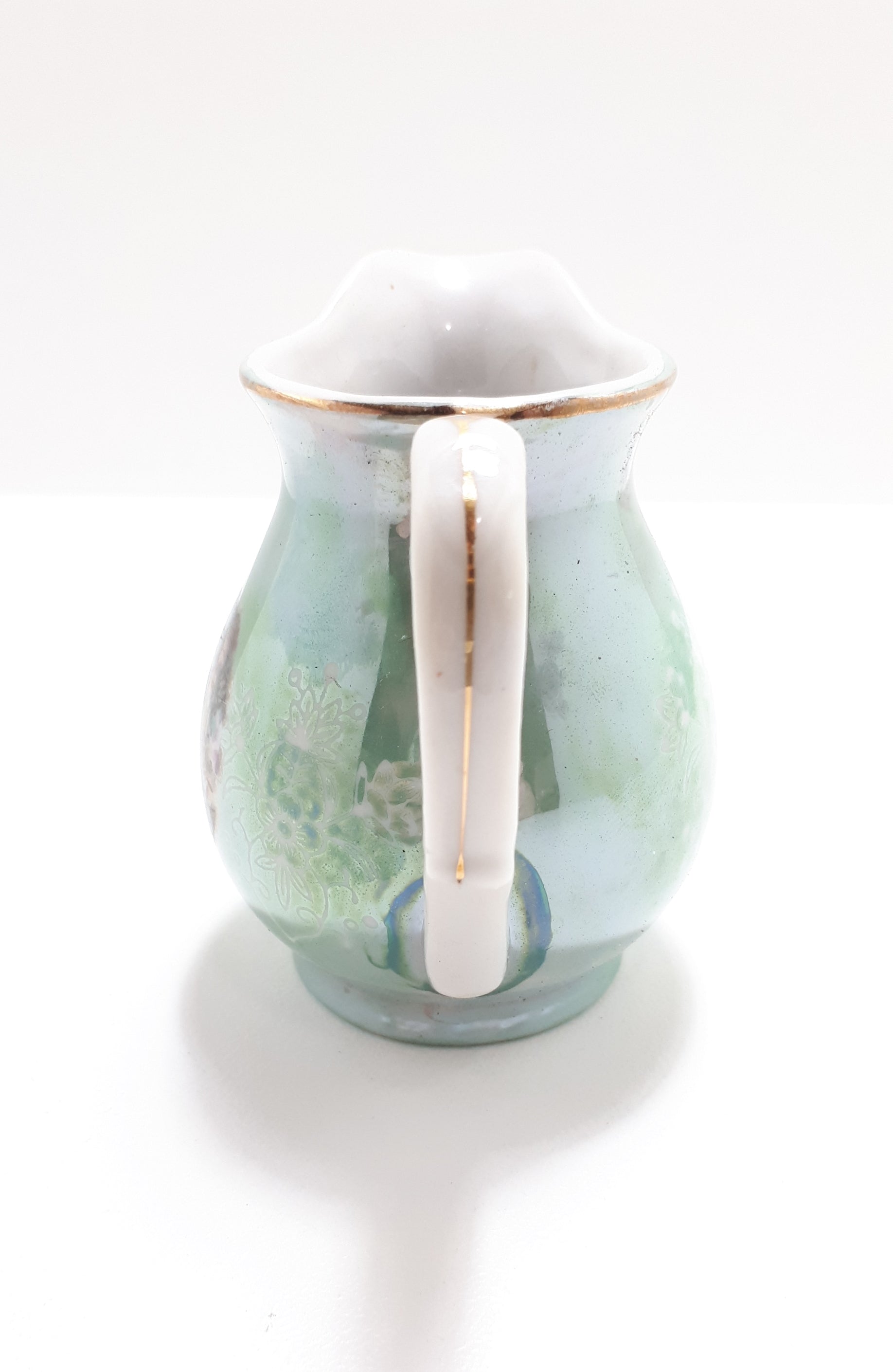 Small Porcelain Lustre Ware Creamer With Gold Trim