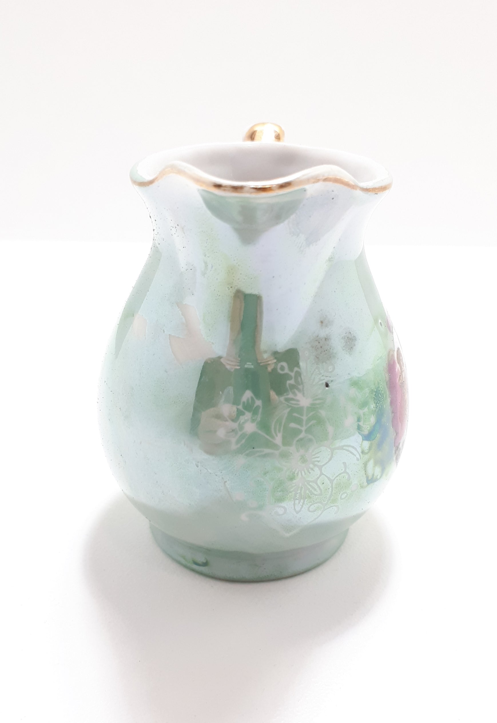 Small Porcelain Lustre Ware Creamer With Gold Trim