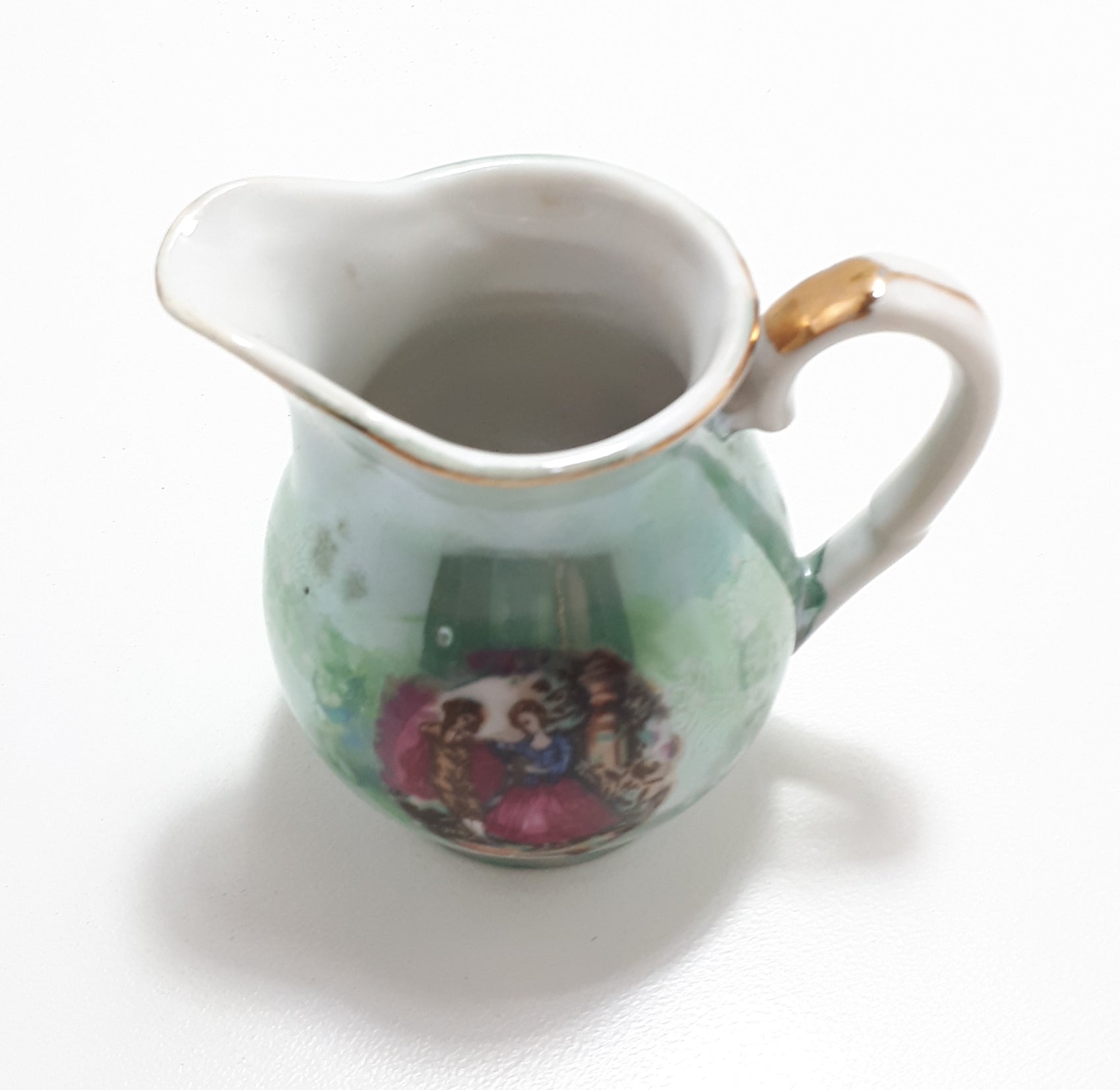 Small Porcelain Lustre Ware Creamer With Gold Trim