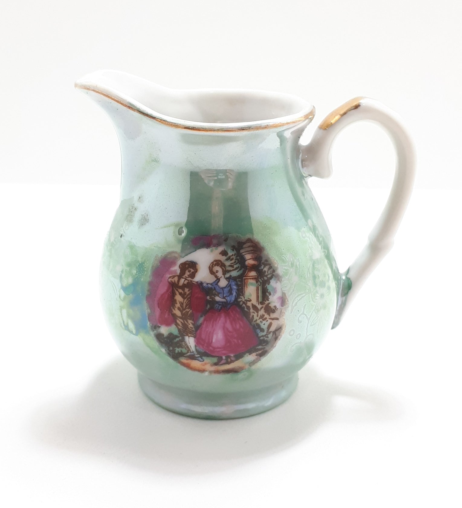 Small Porcelain Lustre Ware Creamer With Gold Trim