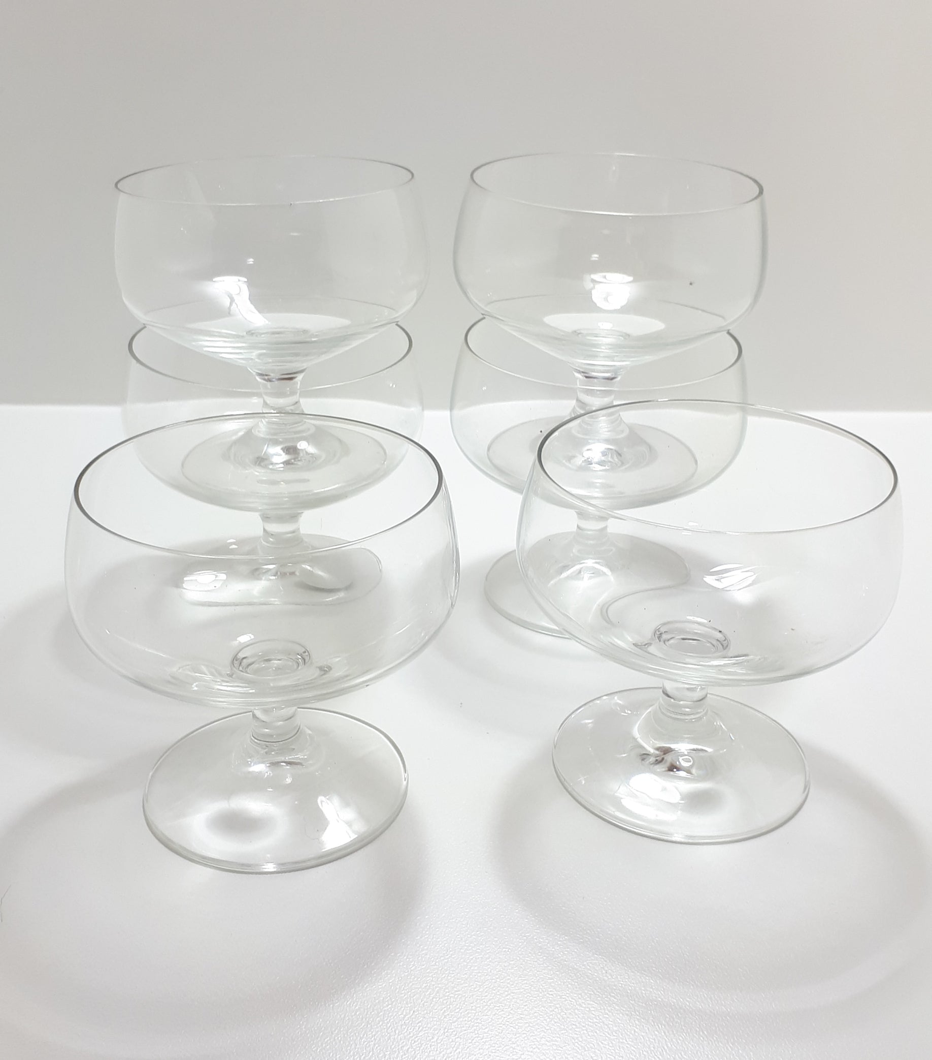 Set Of 6 Glass Pedestal Dessert Bowls