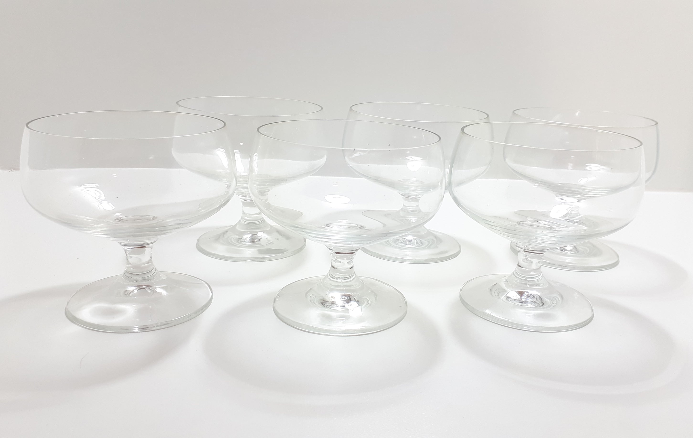 Set Of 6 Glass Pedestal Dessert Bowls